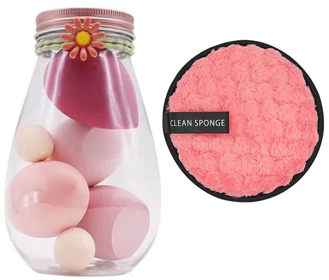 Beauty Blender Jar Set, Face Makeup Sponge 5Pcs Puff Teardrop Blender ...