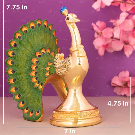 Peacock Idol | Gold-Plated Majestic Bird | 7.75 Inches – Nirvaan Arts