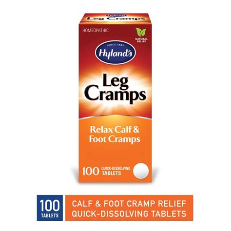 Hyland's Naturals Leg Cramp Tablets, Natural Relief of Calf, Leg and Foot Cramp, 100 Count ...