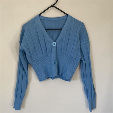 Baby blue cardigan top Size: fits S and XS - Depop