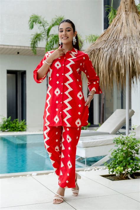 Ember Red Cotton Co-ord Set Me & My – Me&My