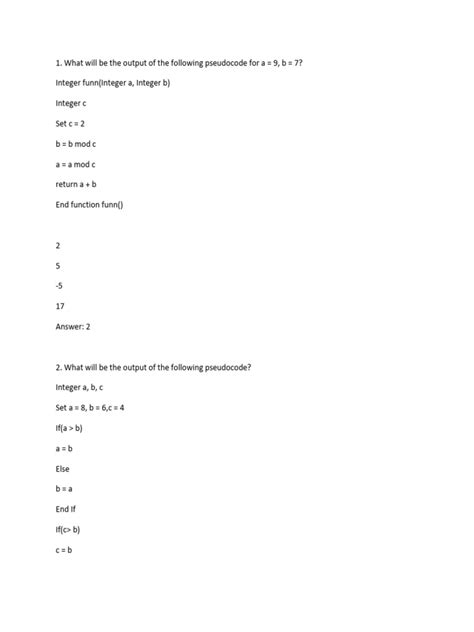 Image result for Psudocode Question Examples