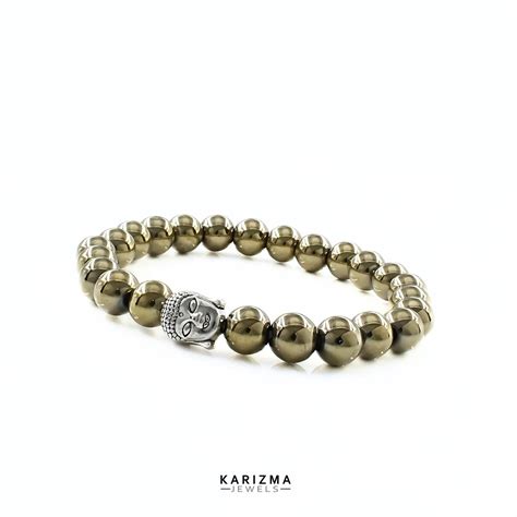 Natural Golden Stones Beads Reiki Healing Buddha face Bracelet ...