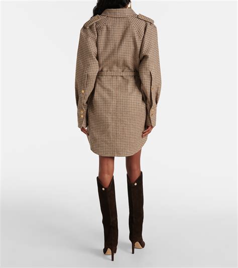 Houndstooth flannel shirt dress in brown - Patou | Mytheresa