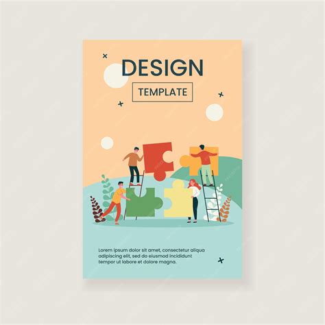 Tiny people connecting puzzle parts illustration | Premium Vector