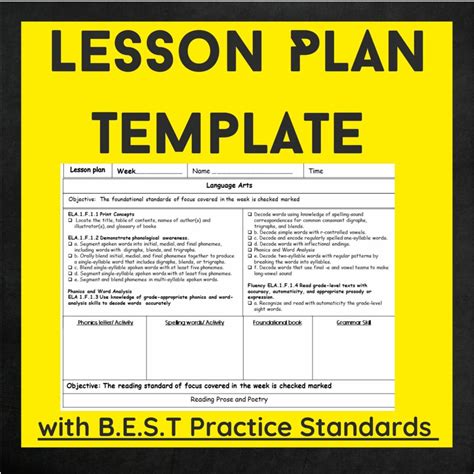 First Grade Lesson Plan ELA template | Made By Teachers