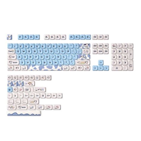 Spyself 142 keys dairy cow keycap set pbt five-sided sublimation mot ...