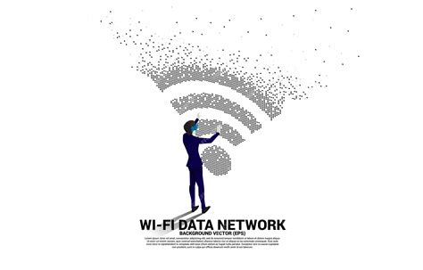 Silhouette businessman wear vr glasses with wifi mobile data icon with ...