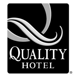 Logo of a hotel with a bed icon