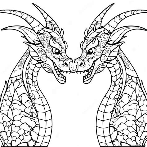 Two Headed Dragon Coloring Page