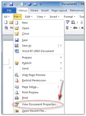 Image result for Word File Properties