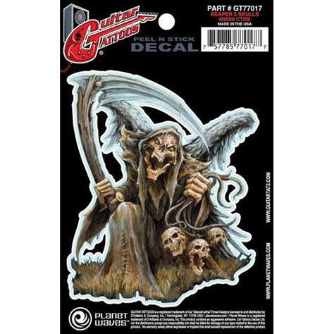 Buy Planet Waves Guitar Tattoo Decal - Reaper 3 Skulls (GT77017) Online ...