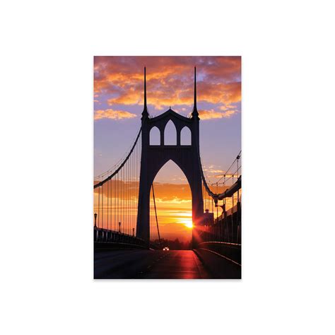 Latitude Run® USA, Oregon, Portland. St. Johns Bridge at sunrise. Print On Acrylic Glass ...