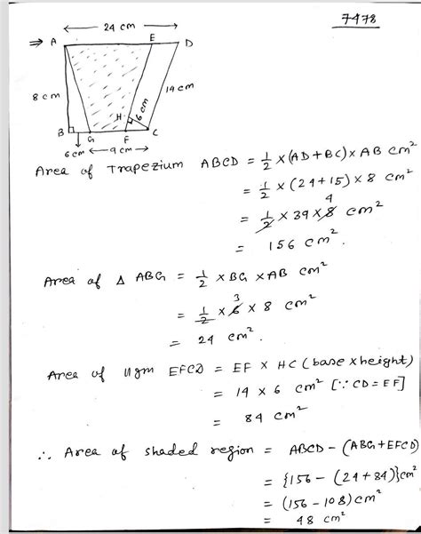 24cm ABCD is a trapezium and CDEF is a parallelogram. Find the shaded ...