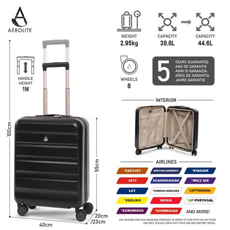 Aerolite Expandable 55x40x20cm to 55x40x23cm Cabin Luggage - Ryanair ...