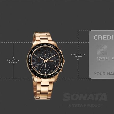 Buy Online Sonata Chronos Quartz Analog with Date Black Dial Rose Gold ...