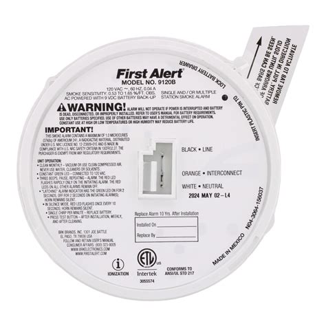 Ionization Smoke Sensor First Alert BRK 9120B Hardwired Smoke Alarm ...