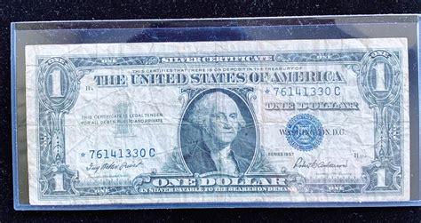 1957 SERIES $1 DOLLAR SILVER CERTIFICATE, RARE "STAR NOTE", BLUE SEAL ...