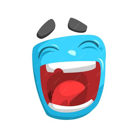 Premium Vector | Laughing blue emoji cartoon square funny emotional ...