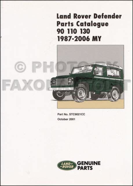 1987-2006 Land Rover Defender Parts Book 90 110 130 Part Catalog ...