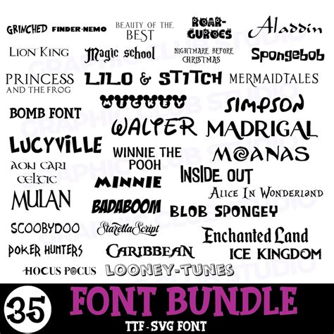Buy Cartoon Font Bundle 35 Font SVG TTF Font for Cricut ,cartoon Font ...