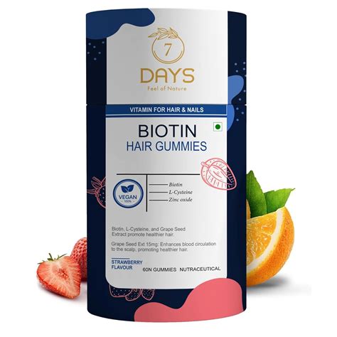 7DAYSNATURAL Biotin Hair Gummies | Biotin With Vitamin A, C, E, Zinc ...