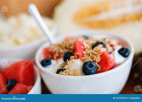 Bowl with Cereal, Fruits and Yogurt - Healthy Breakfast Stock Image ...