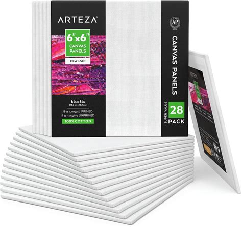 Buy Arteza Canvas Boards for Painting, Pack of 28, 6 x 6 Inches, Square ...