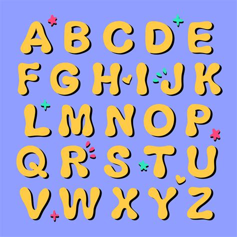 amarillo dibujos animados garabatear Inglés alfabeto. mano dibujar ...