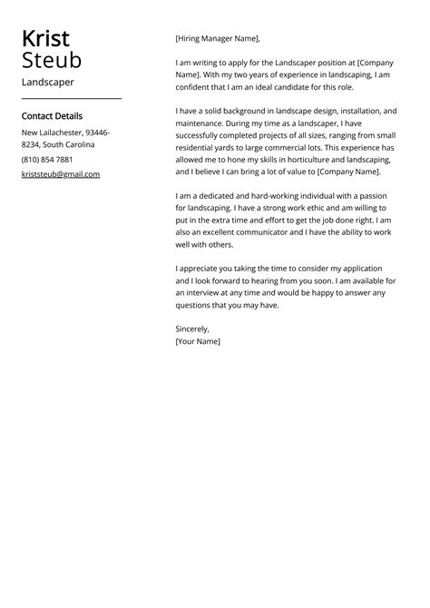 Landscaper Cover Letter: Job Description, Sample & Guide