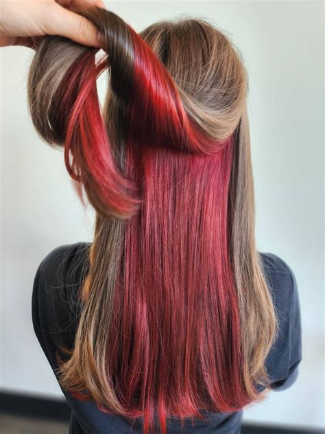 peekaboo hair red brown blonde | Dyed hair, Peekaboo hair, Red hair
