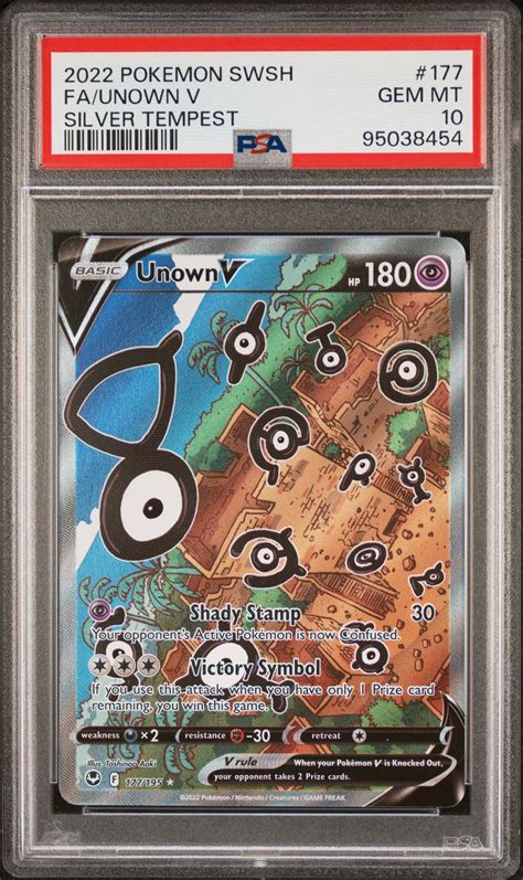 2022 Pokemon Sword & Shield Silver Tempest 177 Full Art/unown V PSA 10 ...