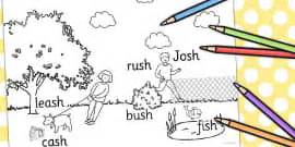sh Sound Word Production Colouring Scene - ESL Pronunciation Resources