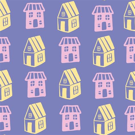 Vector houses hand drawn seamless background | Premium Vector