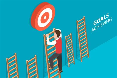 3d isometric flat vector conceptual illustration of goals achieving ...