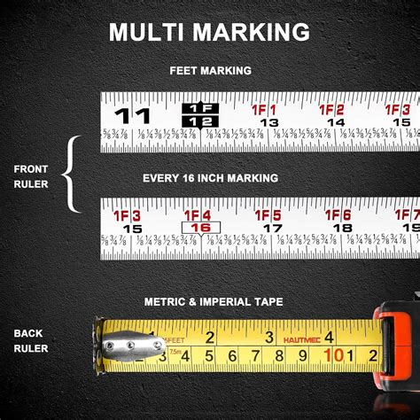 HAUTMEC Cinta métrica de 25 pies con fracción 18, cinta métrica de ...