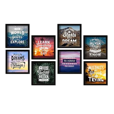 PAPER PLANE DESIGN Framed Quotes Poster Set of 8 for Office Walls ...