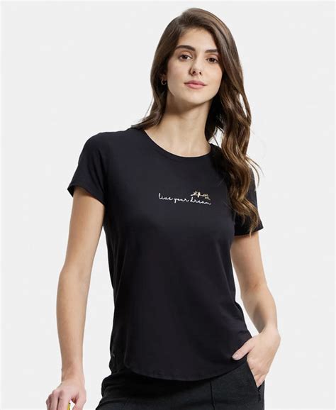 Buy Micro Modal Fiber Relaxed Fit Graphic Print Round Neck Half Sleeve ...