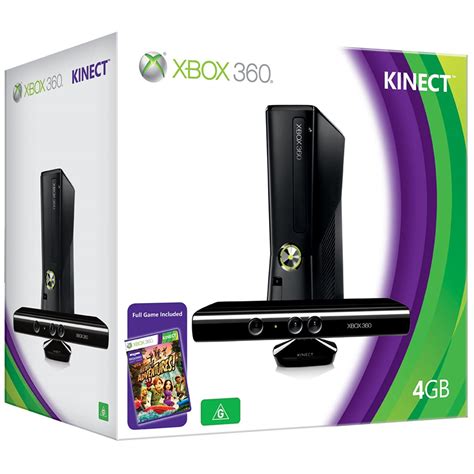 Microsoft Xbox 360 Slim - with Kinect/Kinect Adventures 4GB Matte Black ...