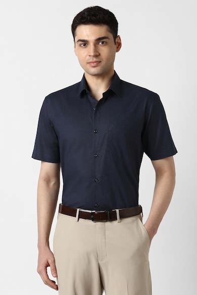 Buy Men Navy Regular Fit Half Sleeves Formal Shirt Online - 40093992 ...
