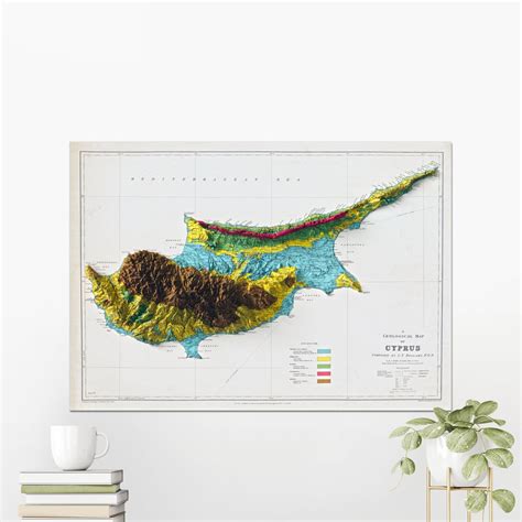 Cyprus Geological Map ~ Flat 2D Shaded Vintage Atlas Style Print Poster Wall Art Decor - Etsy