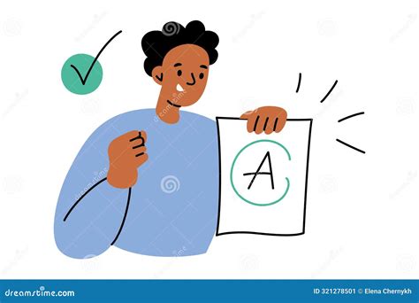 Vector Illustration of a Happy Student with Top Test or Exam Results ...