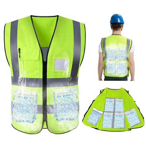 Buy Cooling Safety Vest with Ice Packs - Construction Work Ice Cool ...