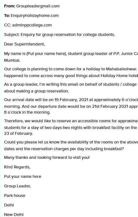 113 E-mail-Writing i As a group leader, write an Holiday Home at ...
