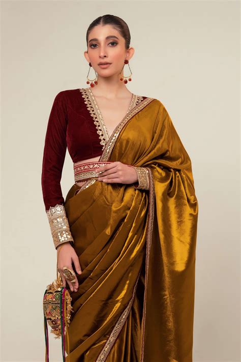LUXE LIME SAREE WITH OXBLOOD EDGE BLOUSE – Store No.6