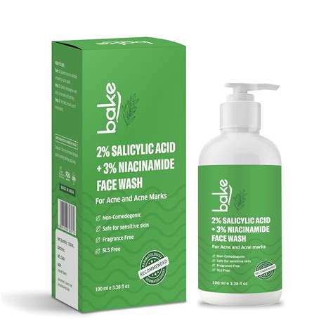 BAKE 2% Salicylic Acid & 3% Niacinamide Face Wash for Oily Acne Prone ...