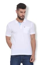 Buy Men White Solid Polo Neck T-shirt Online - 322444 | Van Heusen
