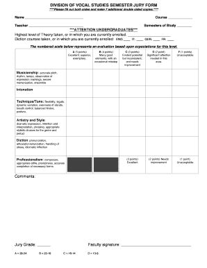 Fillable Online voice music unt ****Please fill out both sides and make ...