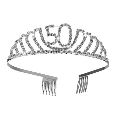Buy 50th Birthday Tiara Crystal Rhinestone Birthday Tiara Queen Crowns ...