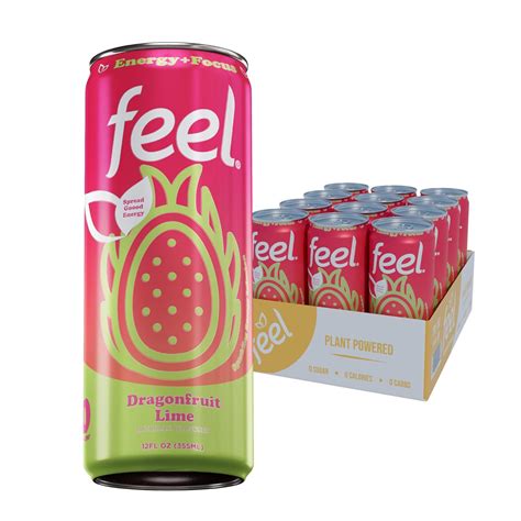 Amazon.com : FEEL Zero Sugar Natural Energy Drink – Dragonfruit Lime ...